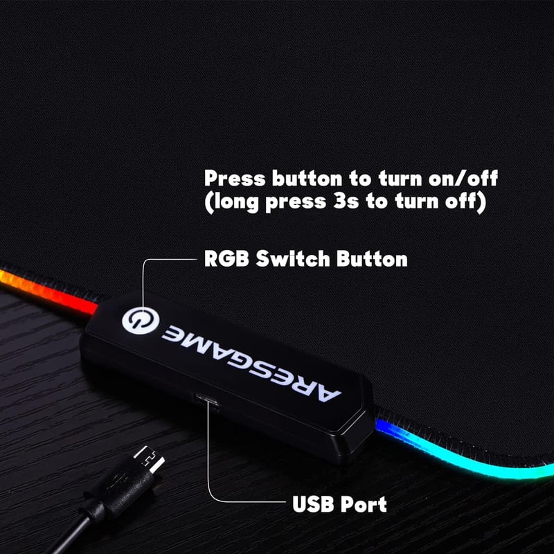 وسادة فأرة ألعاب RGB ناعمة أريزجيم 350×250×4 ملم - أسود - 5