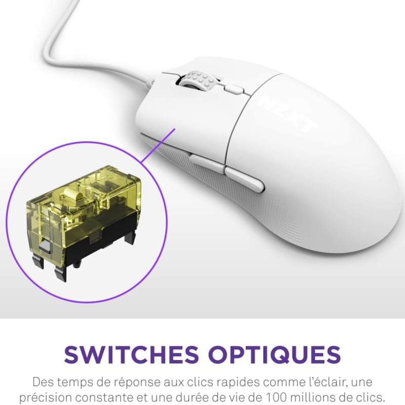 ماوس NZXT Lift 2 Symmetric 26000 DPI سلكي RGB أبيض - 3