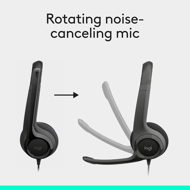 Logitech H390 USB Computer Headset Noise-Cancelling Microphone - Black - 8