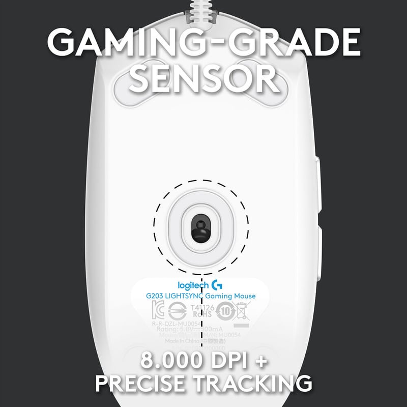 ماوس Logitech G203 LIGHTSYNC 8000 DPI RGB USB أبيض - 30