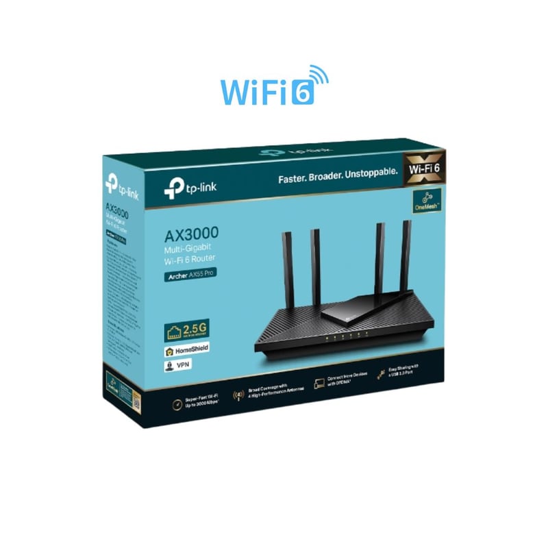 راوتر TP-Link Archer AX55 Pro WiFi 6 ثنائي النطاق AX3000 - 1