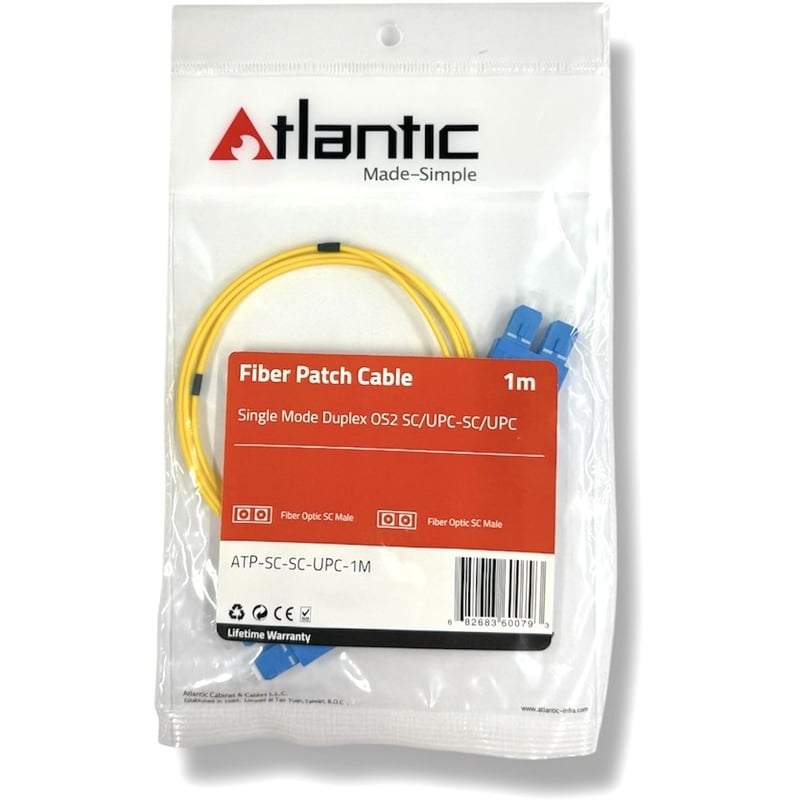 كيبل Atlantic Fiber Optic Patch Cord LC إلى LC OS2 Duplex 1m - 5