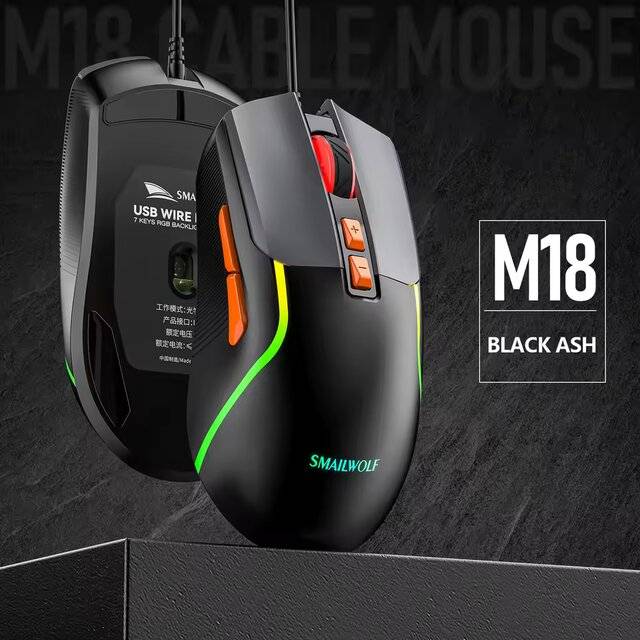 ماوس SMAILWOLF M18 7200 DPI سلكي أسود - 3