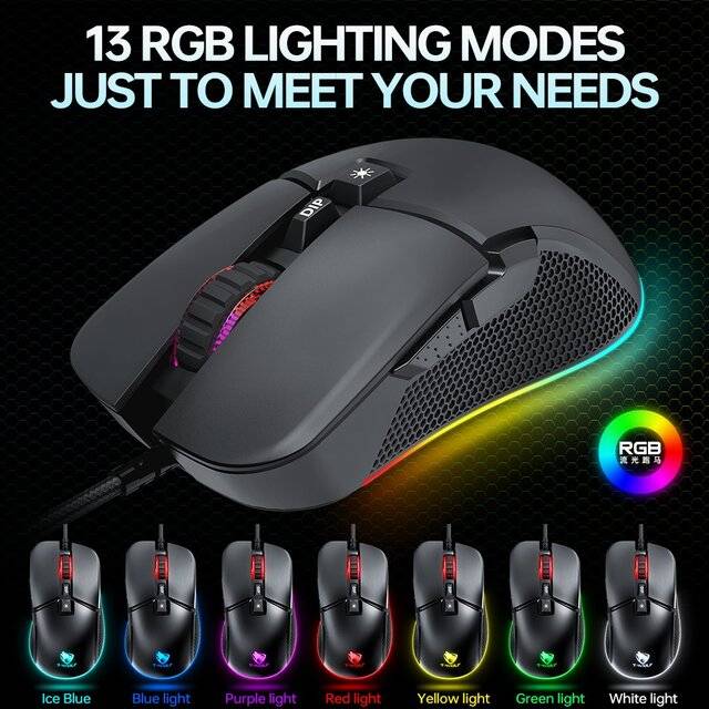 ماوس T-Wolf G590 7200 DPI سلكي RGB أسود - 2