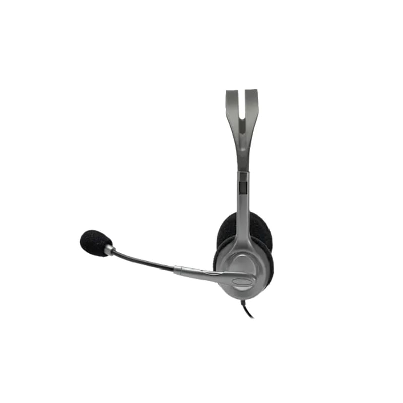 سماعات Logitech H110 سلكي 3.5mm مع مايك رمادي - 3