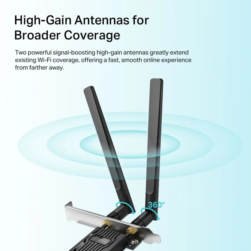 محول TP-Link Archer TX20E AX1800 Wi-Fi 6 Bluetooth 5.2 PCIe - 5