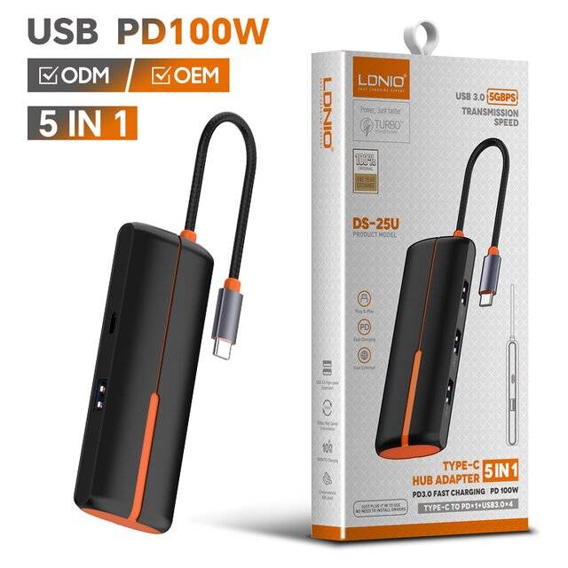 محول USB LDNIO DS-25U 5-Port USB 3.0 100W PD - 4