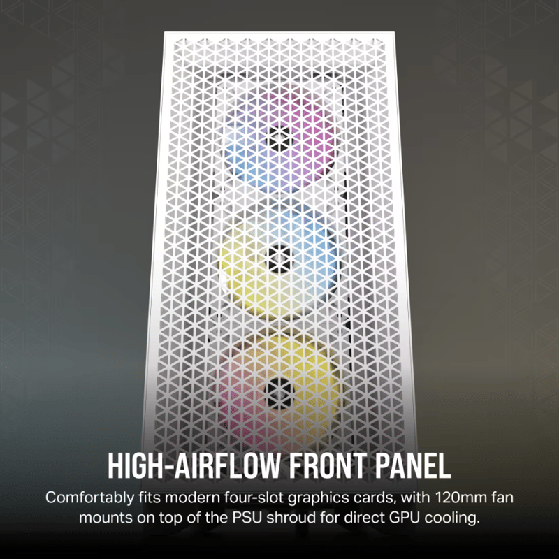 كيس Corsair 3000D Mid-Tower ATX أبيض بتدفق هواء RGB - 4