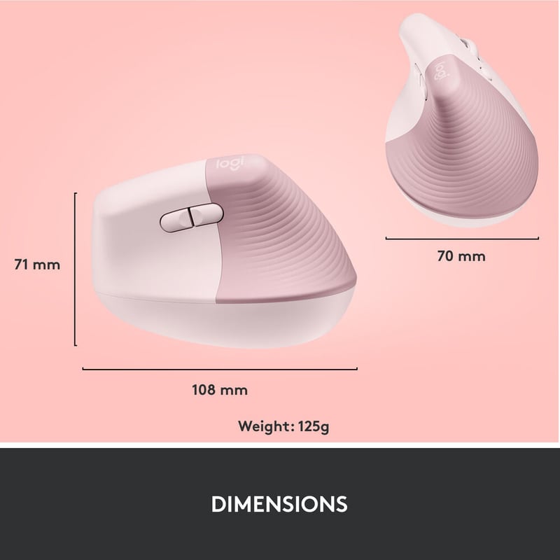 ماوس Logitech Lift Vertical Ergonomic 4000 DPI لاسلكي وردي - 21