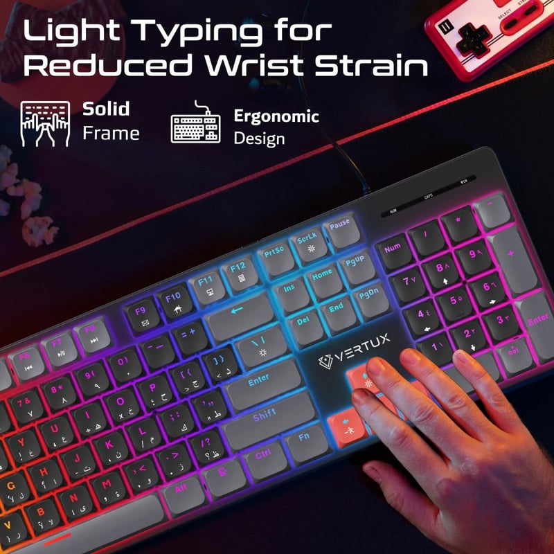 Vertux StealthKey Full-Size Mechanical Gaming Keyboard Wired Red Switch - 6