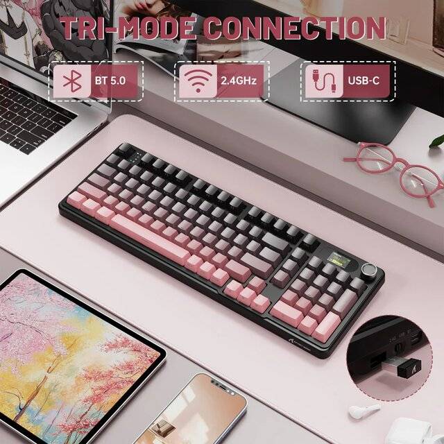 كيبورد Attack Shark X98 Pro 96-Key Hot-Swappable Wireless RGB أسود - 4