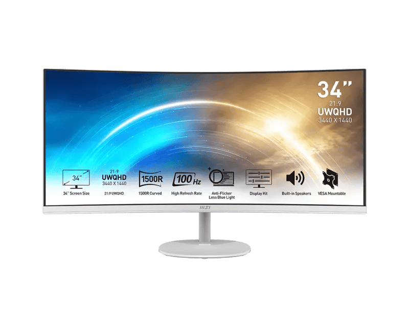 شاشة MSI PRO 34″ 3440x1440 100Hz VA أبيض - 1