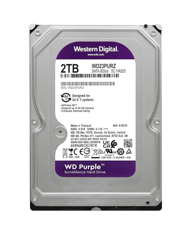 Western Digital Purple 2TB SATA 3.5in Internal HDD - 3