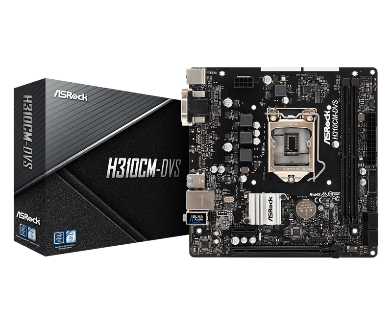 ASRock H310CM-DVS LGA 1151 Micro-ATX Motherboard - 1
