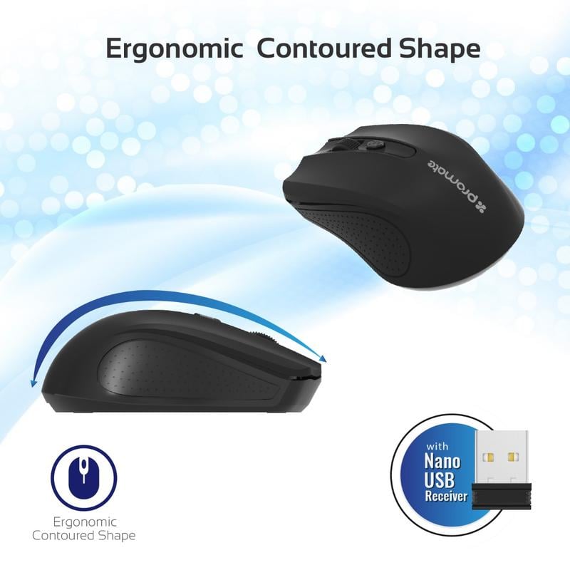 Promate Clix-8 Wireless Ergonomic Optical Mouse - 3