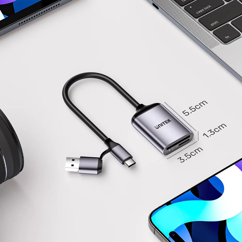 محول USB Unitek قارئ بطاقات SD و MicroSD مزدوج UHS-II 312MB/s - 10