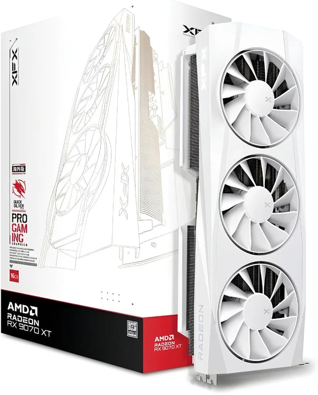 XFX Quicksilver AMD Radeon RX 9070 XT White Magnetic Air Edition 16GB Graphics Card - 1
