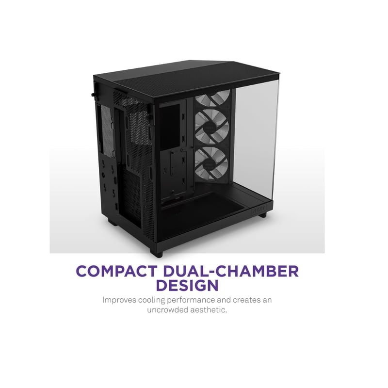 كيس NZXT H6 Flow RGB Compact Dual-Chamber برج متوسط Mini-ITX أسود - 4