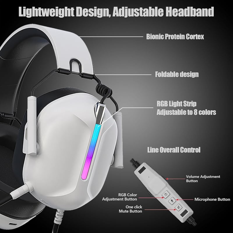 سماعة الألعاب متعددة المنصات تيم وولف V100 PRO بصوت محيطي 7.1 وإضاءة RGB - 4