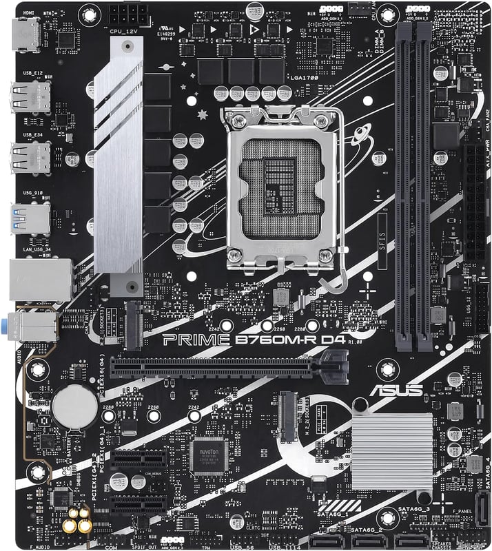 ASUS PRIME B760M-R D4 Intel LGA 1700 DDR4 Micro-ATX Motherboard - 4