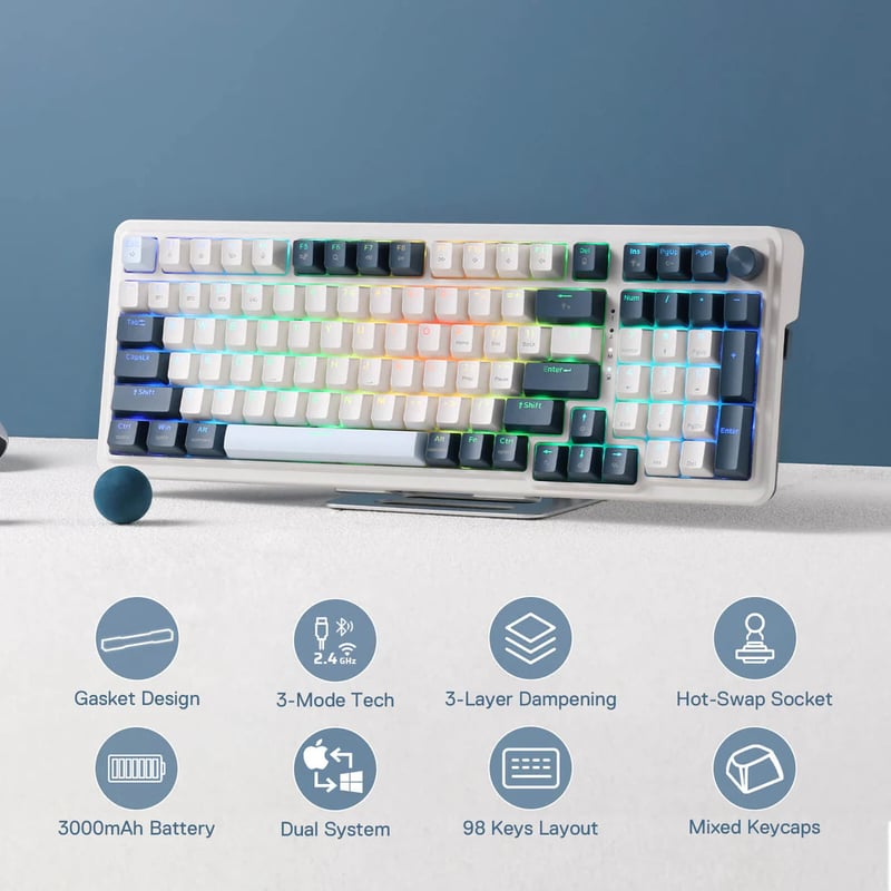 Redragon K686WB-RGB-PRO 96% Gasket Mechanical Red Switch Dual-Mode Keyboard - 6
