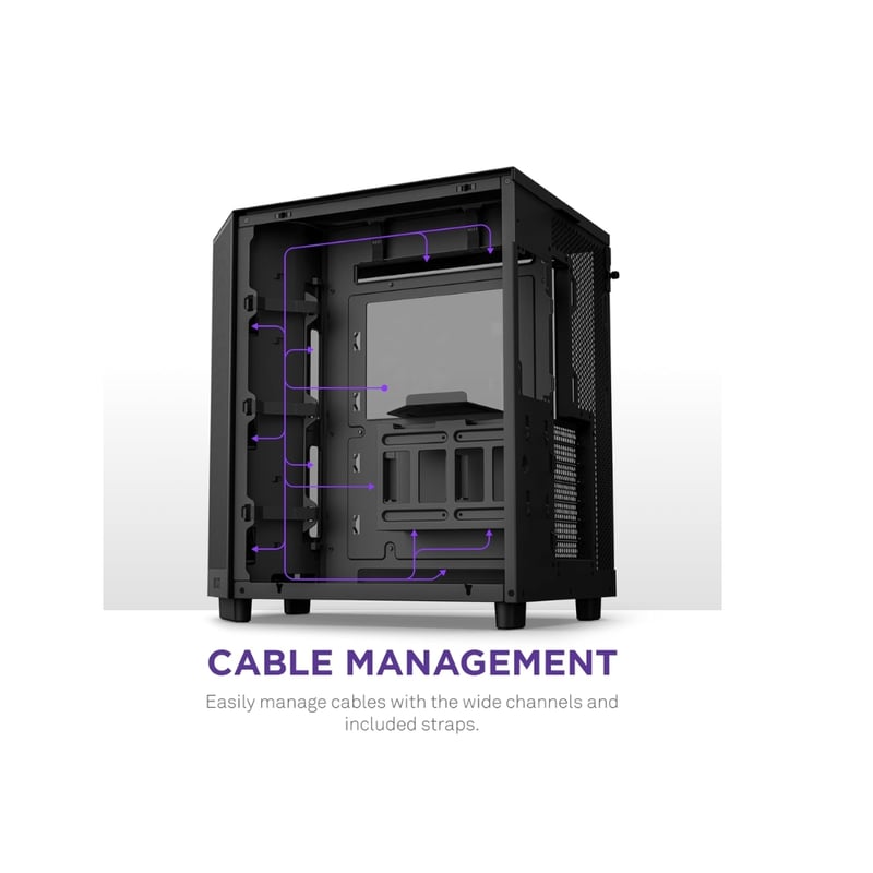 كيس NZXT H6 Flow RGB Compact Dual-Chamber برج متوسط Mini-ITX أسود - 6