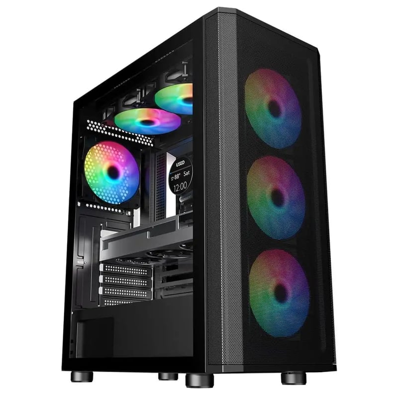 SAMA 3311B Mid-Tower ATX Case Black Tempered Glass - 7