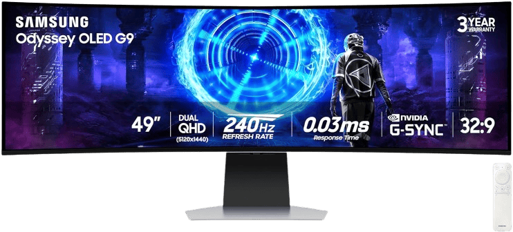 Samsung Odyssey OLED G9 49" DQHD 240Hz QD-OLED Curved Gaming Monitor - 1