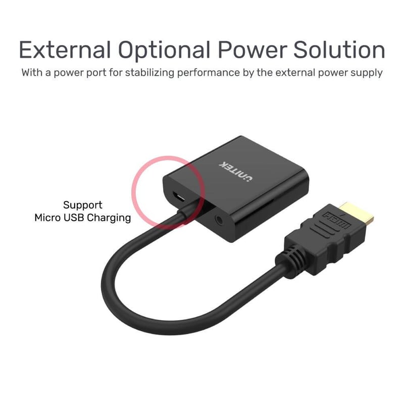 محول UNITEK HDMI إلى VGA أسود - 5