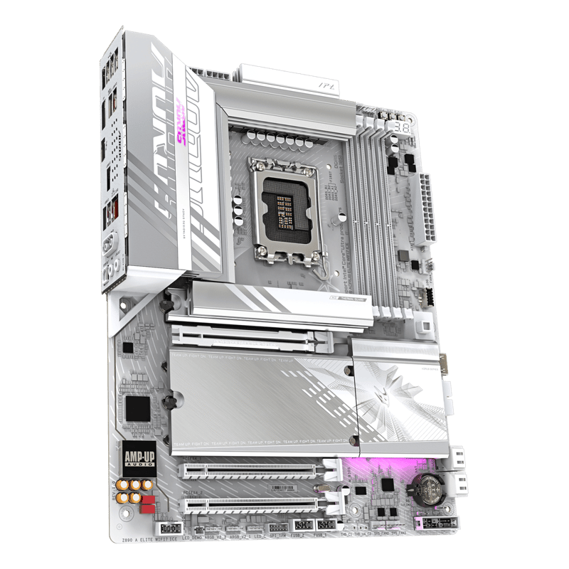 لوحة أم جيجابايت أوروس GIGABYTE Z890 AORUS ELITE WIFI7 ICE باللون الأبيض بمقبس LGA 1851 ودعم ذاكرة DDR5 بحجم ATX - 4