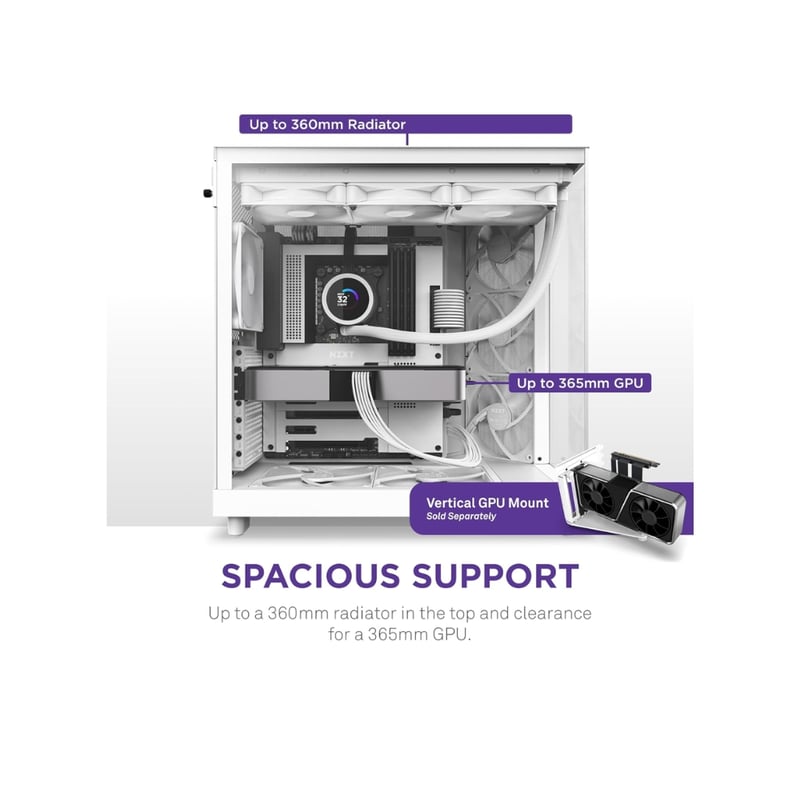 كيس NZXT H6 Flow Mid-Tower ATX أبيض - 7