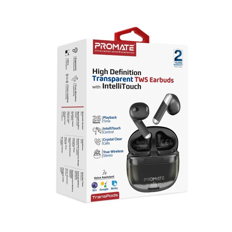 سماعات Promate TransPods IntelliTouch TWS بلوتوث 5.3 13mm 6H أزرق - 9