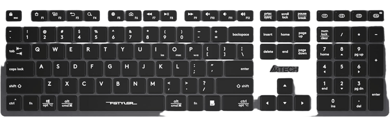 A4Tech Fstyler FBX50C Full-Size Wireless Keyboard Dual-Mode - 10