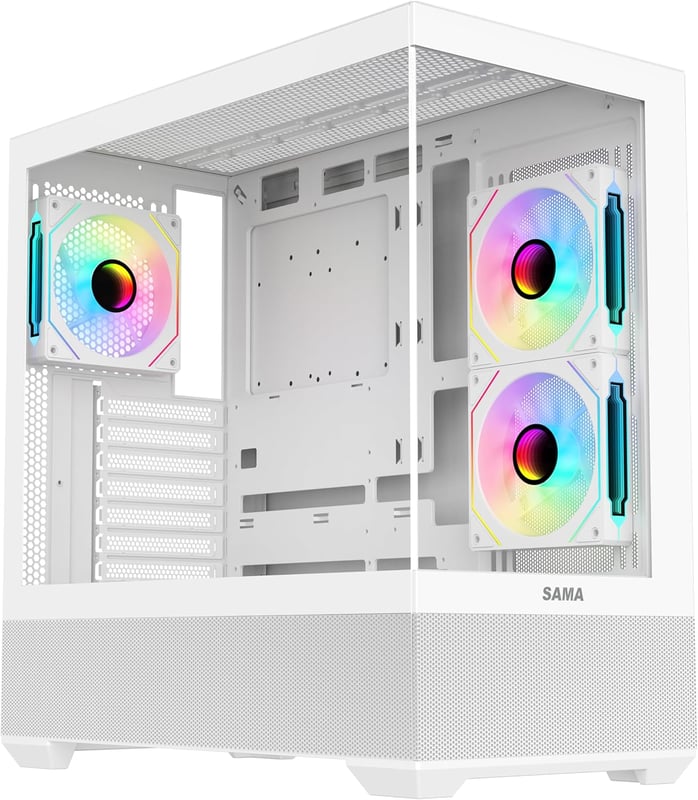 SAMA SV02 Mid-Tower ATX Case White Tempered Glass - 10