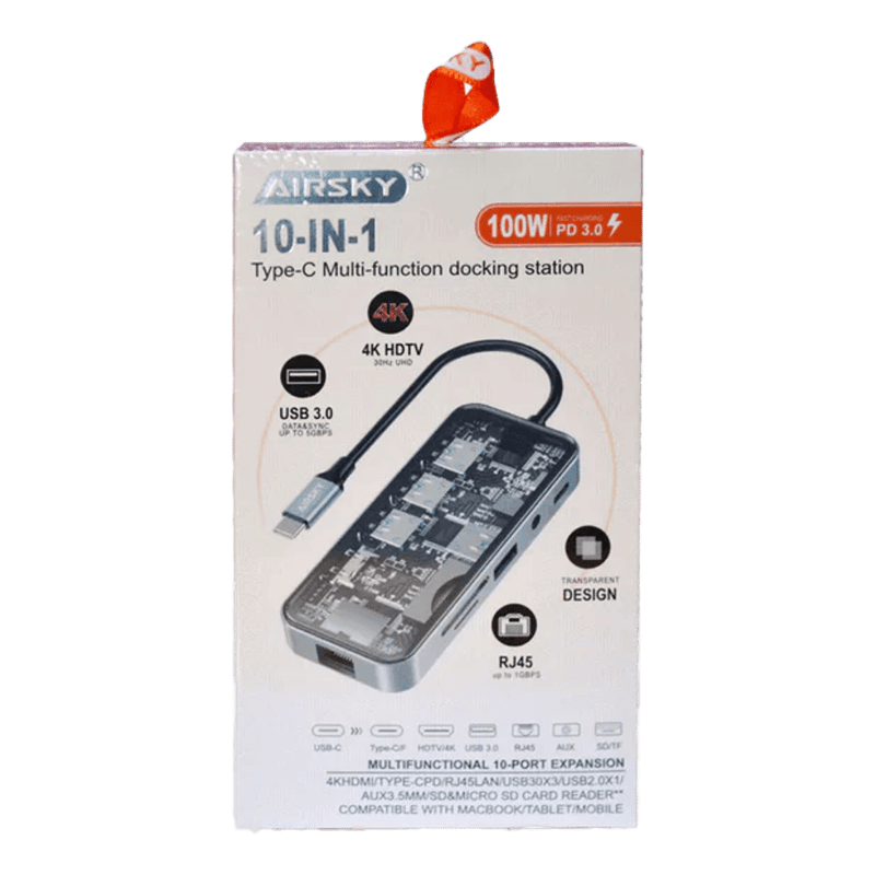 محول Airsky 10 في 1 Type-C متعدد الوظائف HC-87 - 3