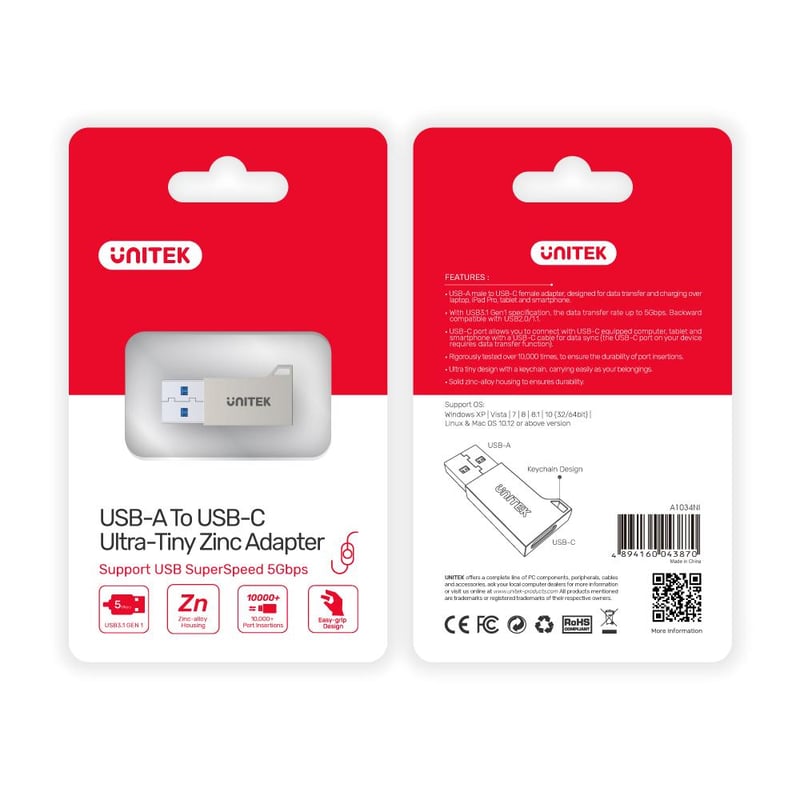 محول USB UNITEK USB-A إلى USB-C - 8