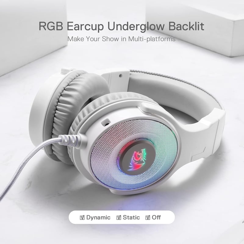سماعات Redragon H350 Pandora RGB أبيض سلكي - 8