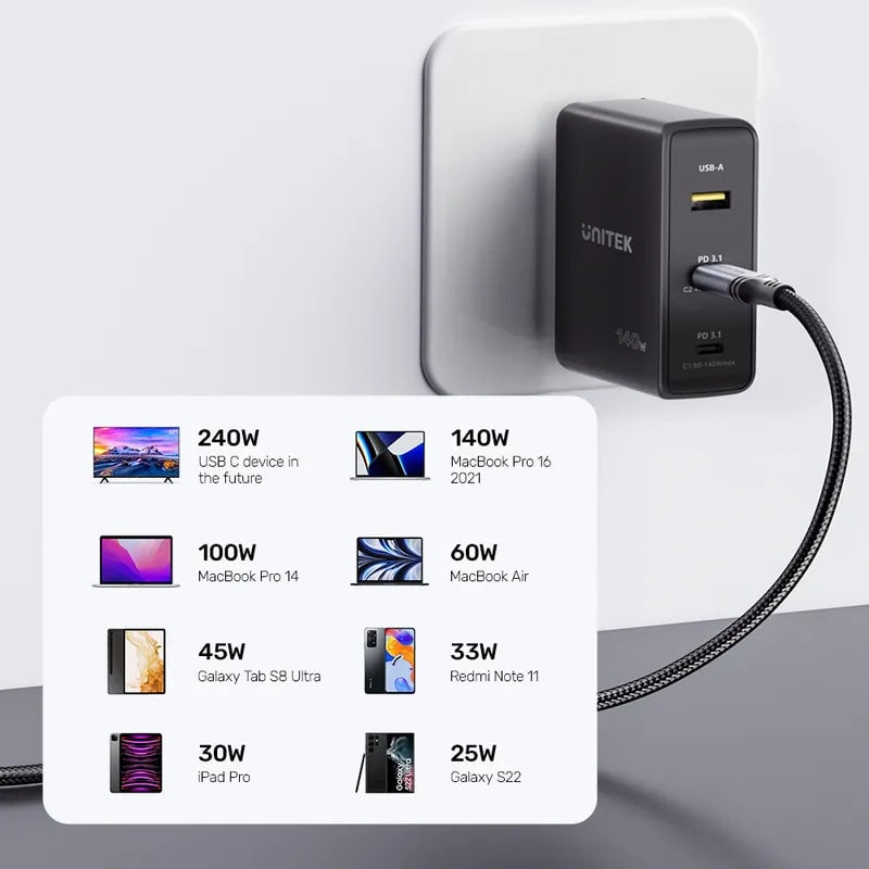كيبل Unitek USB-C إلى USB-C 240W 2m - 7