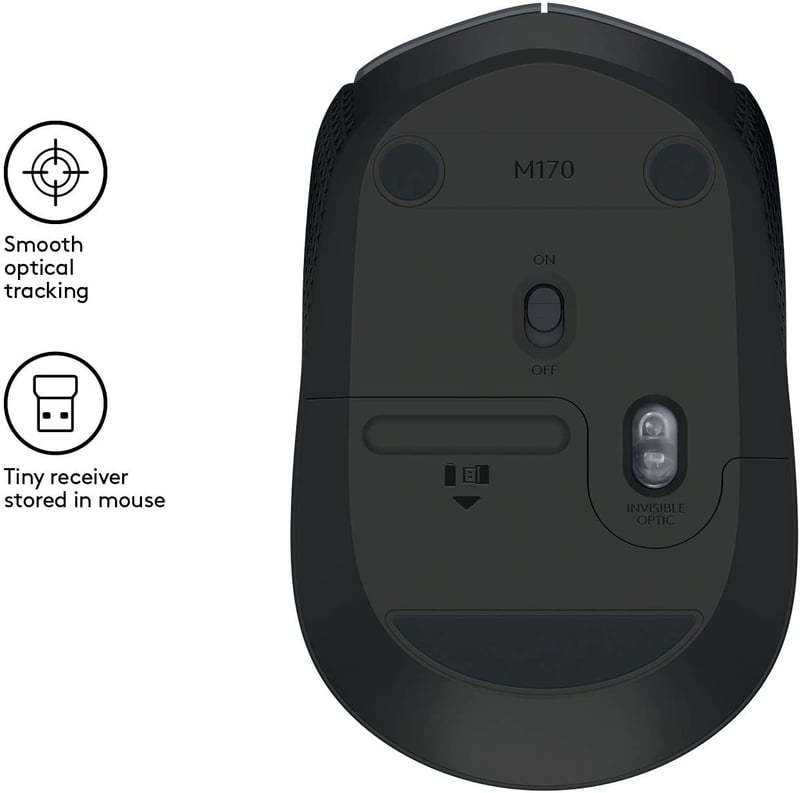 Logitech M170 Wireless Optical Mouse 1000 DPI Ambidextrous - 6