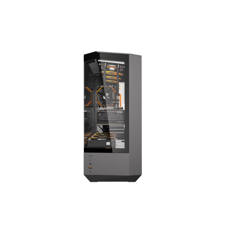 darkFlash DY460 Black Dual-Chamber Mid-Tower ATX PC Case (Included 4 ARGB Fans / 3-Sided Panoramic Tempered Glass / Back-Connect Motherboard Support / USB-C 10Gbps) - 4