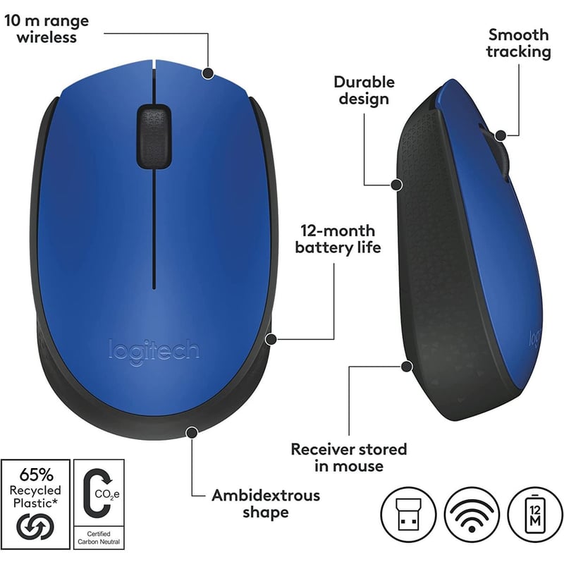 ماوس Logitech M171 1000 DPI لاسلكي Off-White - 35