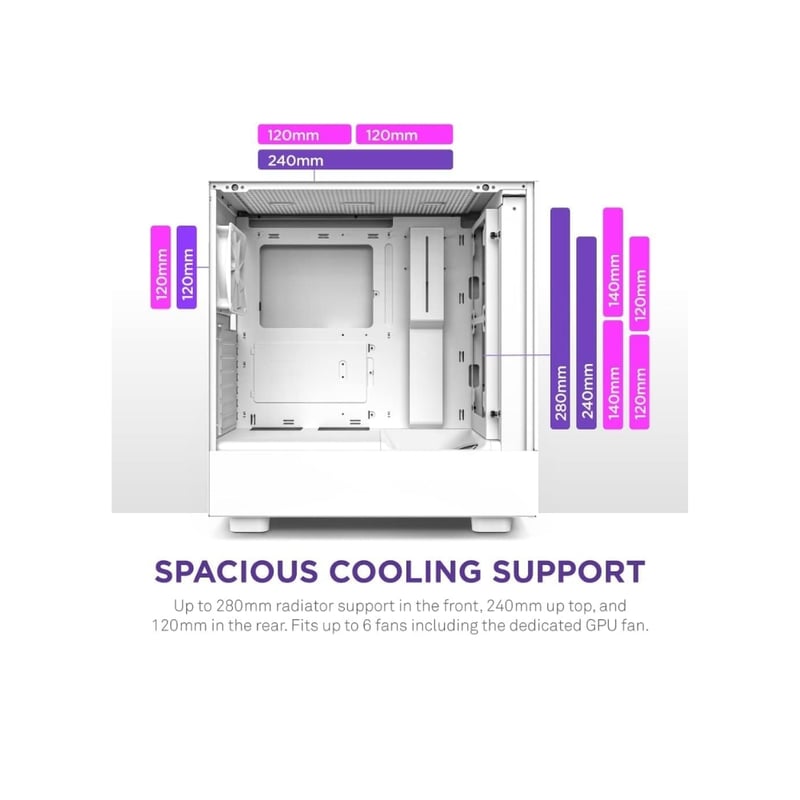 كيس NZXT H5 Flow Edition Mid-Tower ATX/EATX أبيض - 5