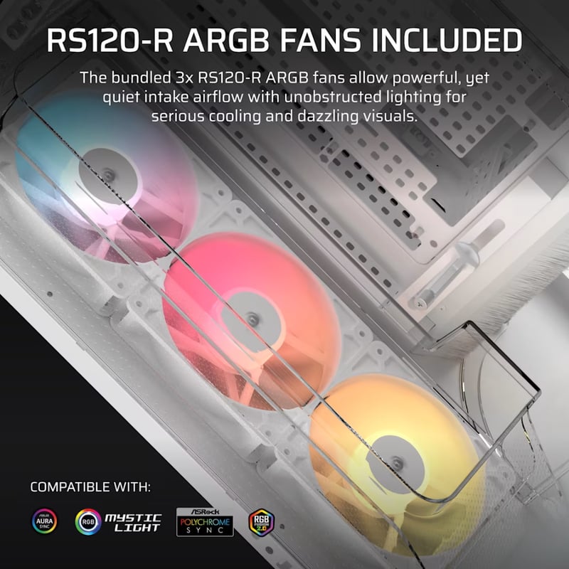 كيس Corsair 5400 RS-R Mid-Tower أبيض زجاجي مقوى ARGB - 7