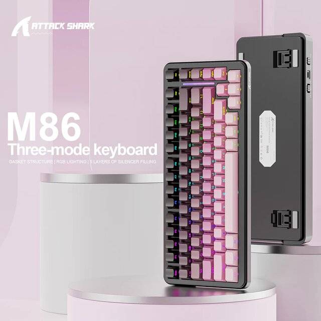 كيبورد Attack Shark M86 75% Mechanical Wireless RGB أسود - 3