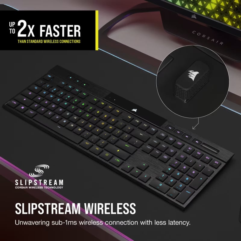 كيبورد Corsair K100 Air Full-Size Low-Profile Mechanical Wireless RGB - 6