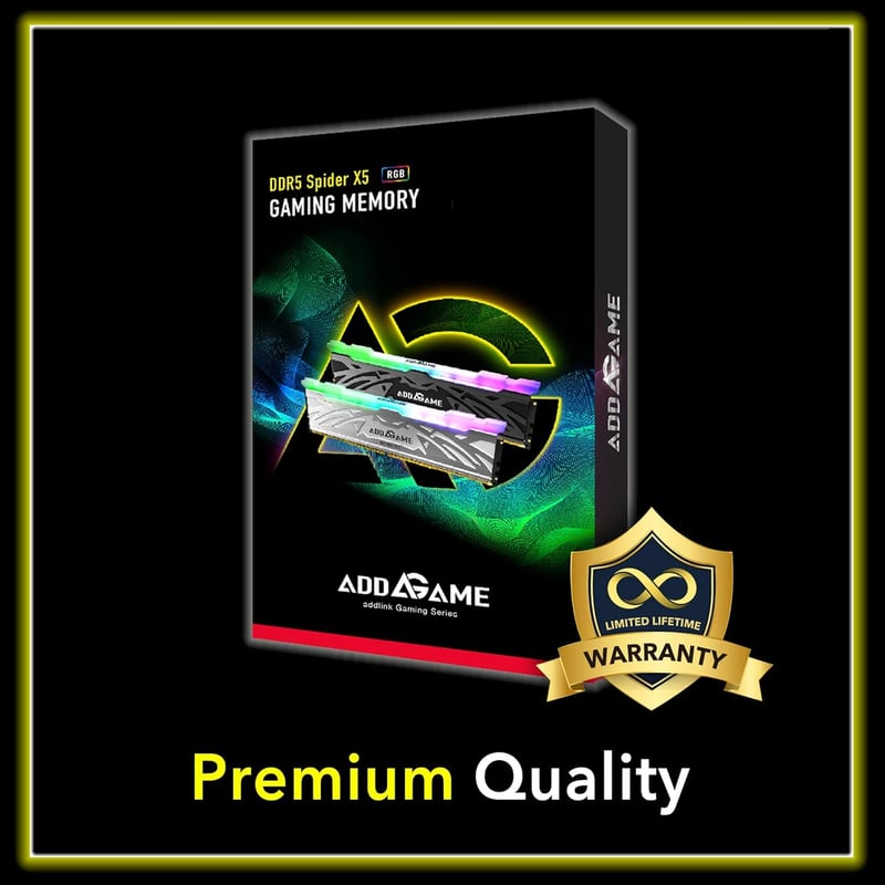 addlink AddGame Spider X5 32GB (2x16GB) DDR5 6400MHz CL38 RGB Silver - 3