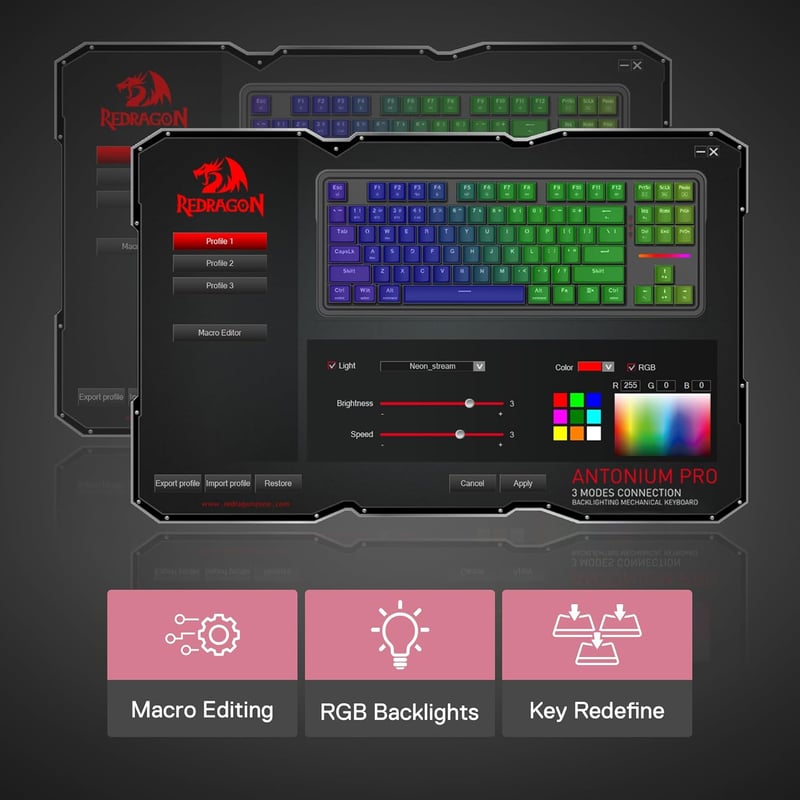 Redragon K728SP-RGB-PRO TKL Mechanical Wired Keyboard - 5