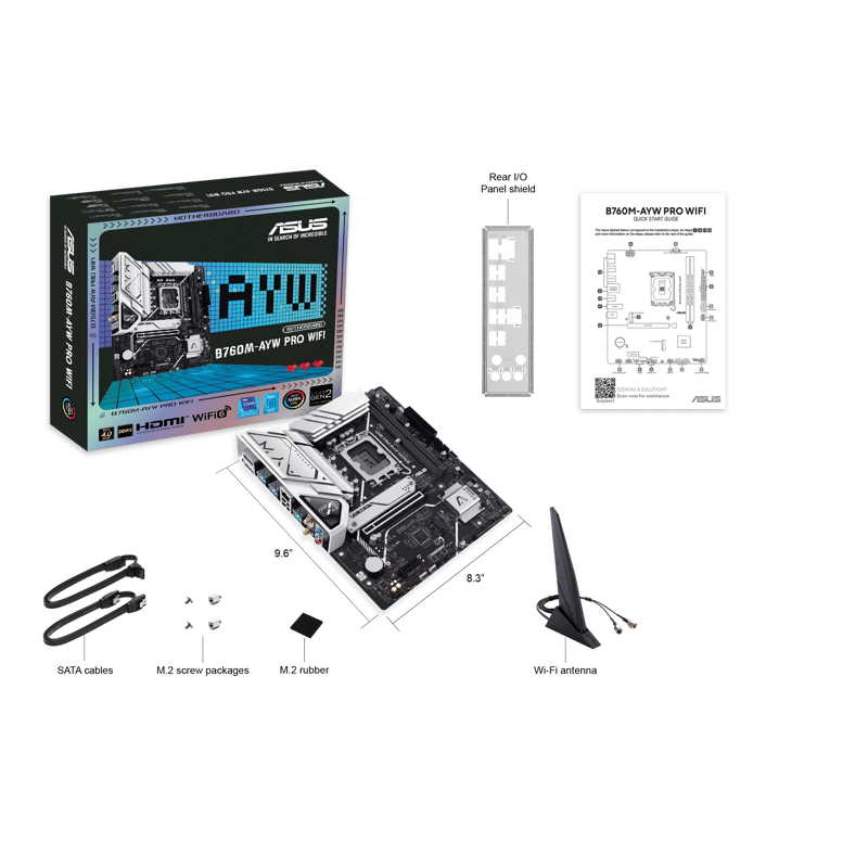 ASUS B760M-AYW PRO WIFI LGA 1700 Micro-ATX Motherboard DDR5 Wi-Fi 6 - 6