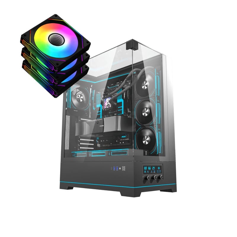 DarkFlash DY450L Pro Mid-Tower ATX Case Black Tempered Glass - 8