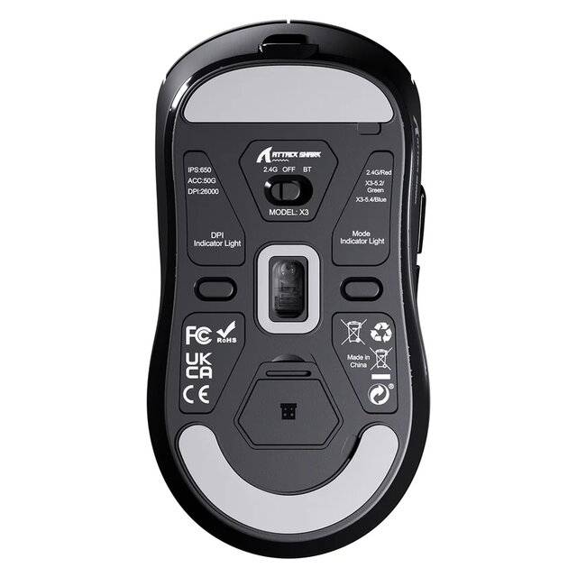 ماوس Attack Shark X3 26000 DPI Dual-Mode أسود - 4